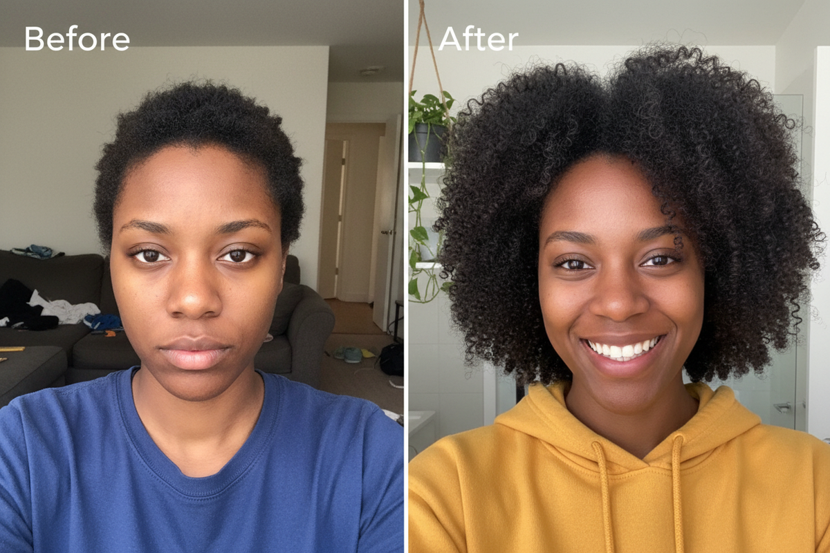 make the long hair look more realistic. like 7 inches longer than the before photo